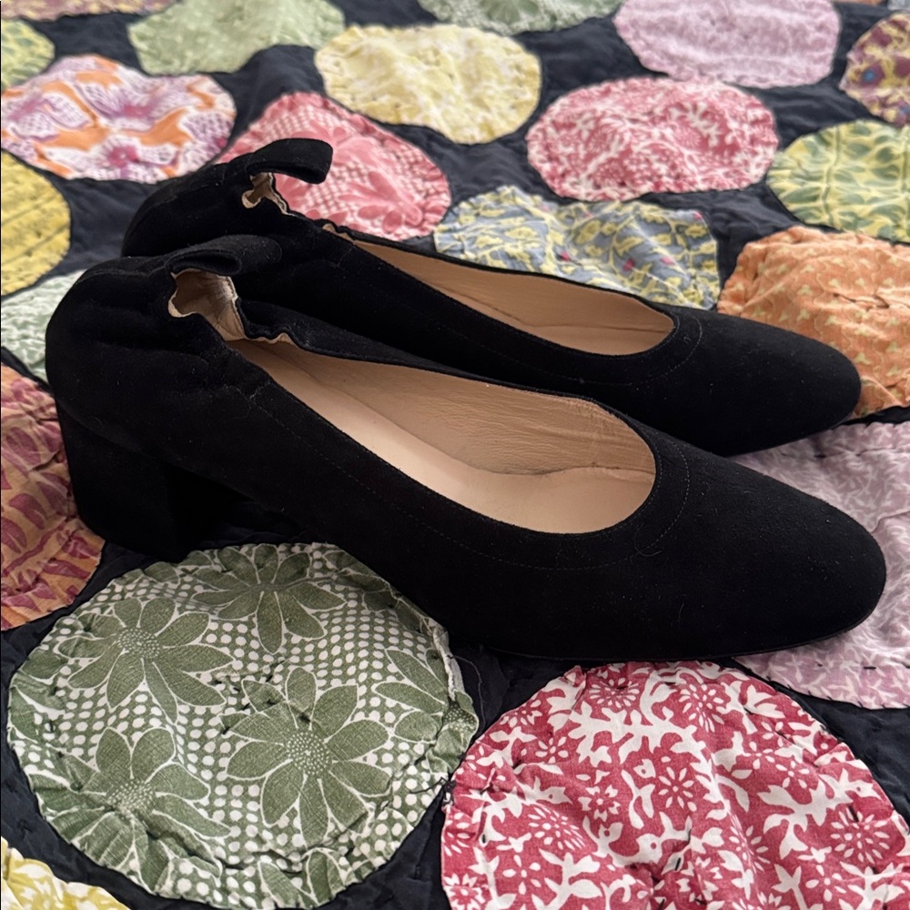 Everlane The Day Heel Black Suede Pumps 6.5